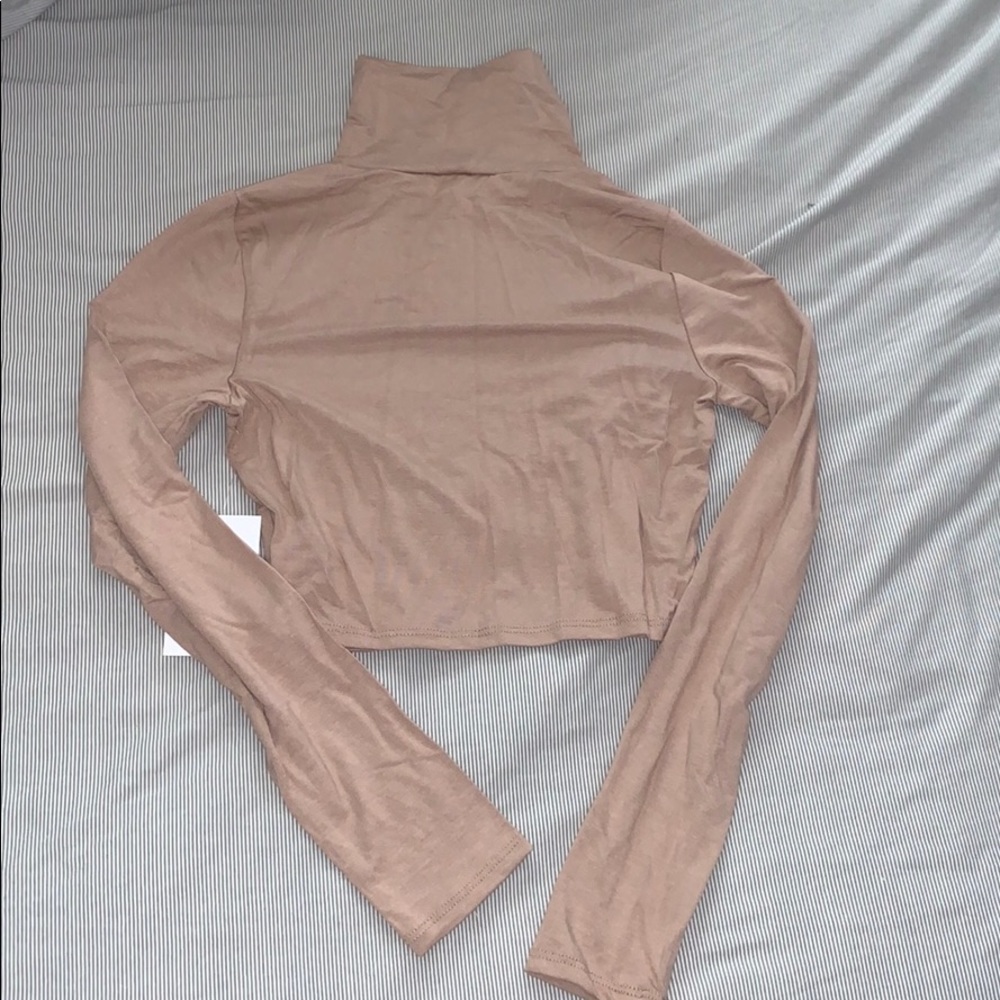 Nude cropped turtleneck